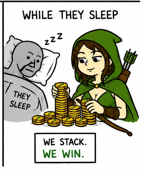 $MARIAN comic — while they sleep, we stack, we win