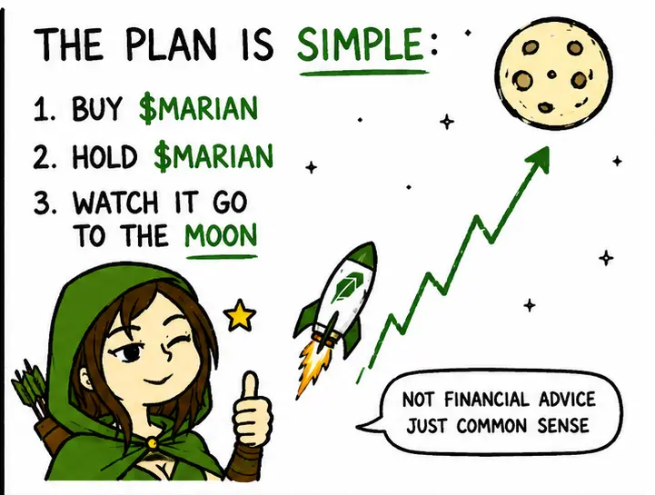 $MARIAN comic — the plan is simple: buy, hold, watch it go to the moon